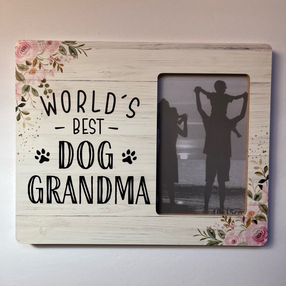 Floral World's Best Dog Grandma Photo Frame